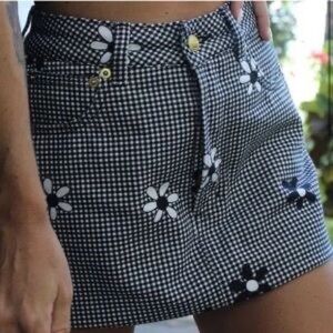 Heavy Manners Floral Black and White Discoteca Mini Skirt size M